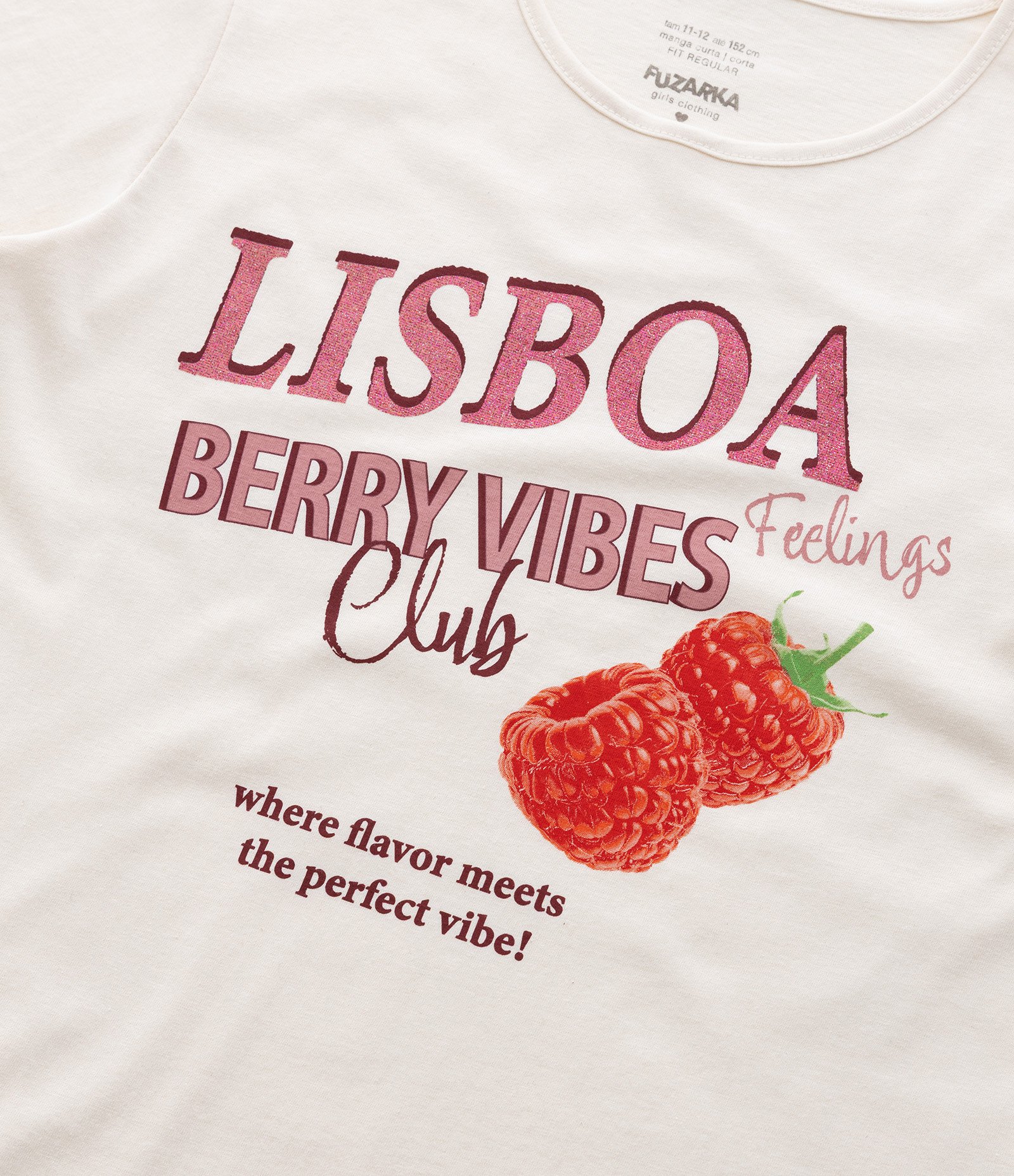 Camiseta Infantil com Estampa Cerejas e Lettering - Tam 5 a 14 Anos Bege 3