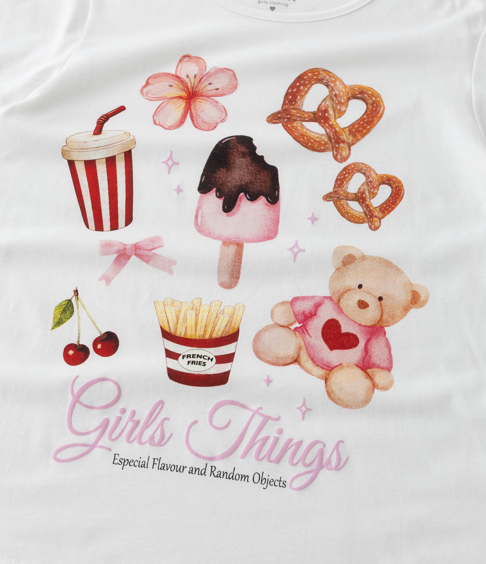 Camiseta Infantil com Estampa Comidinhas - Tam 5 a 14 Anos Branco 3