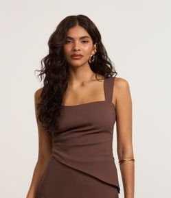 Blusa Alongada em Bengaline com Barra Assimétrica