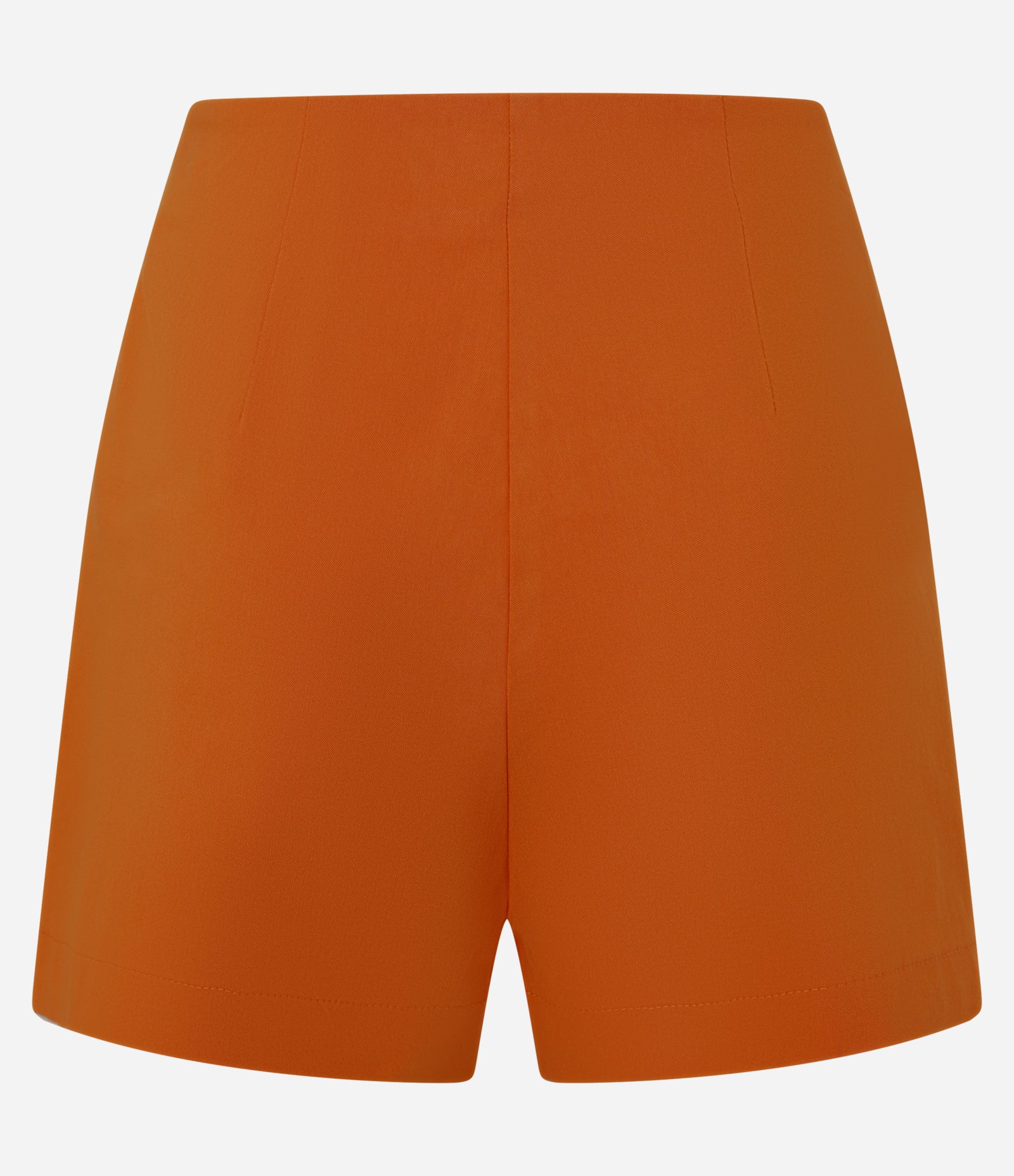 Short Saia Curto em Bengaline Transpassada Arredondada Laranja 7