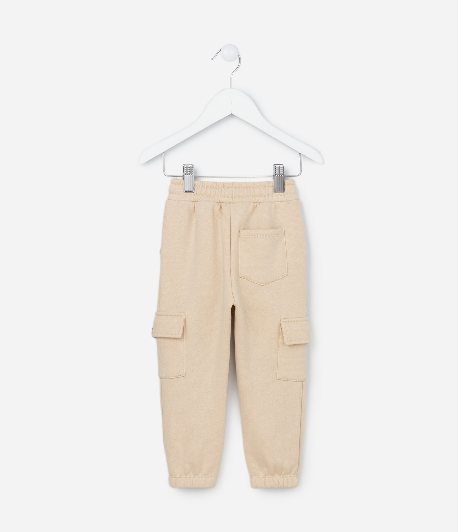 Calça Jogger Infantil em Moletom com Bolso Cargo - Tam 1 a 5 Anos Bege 2