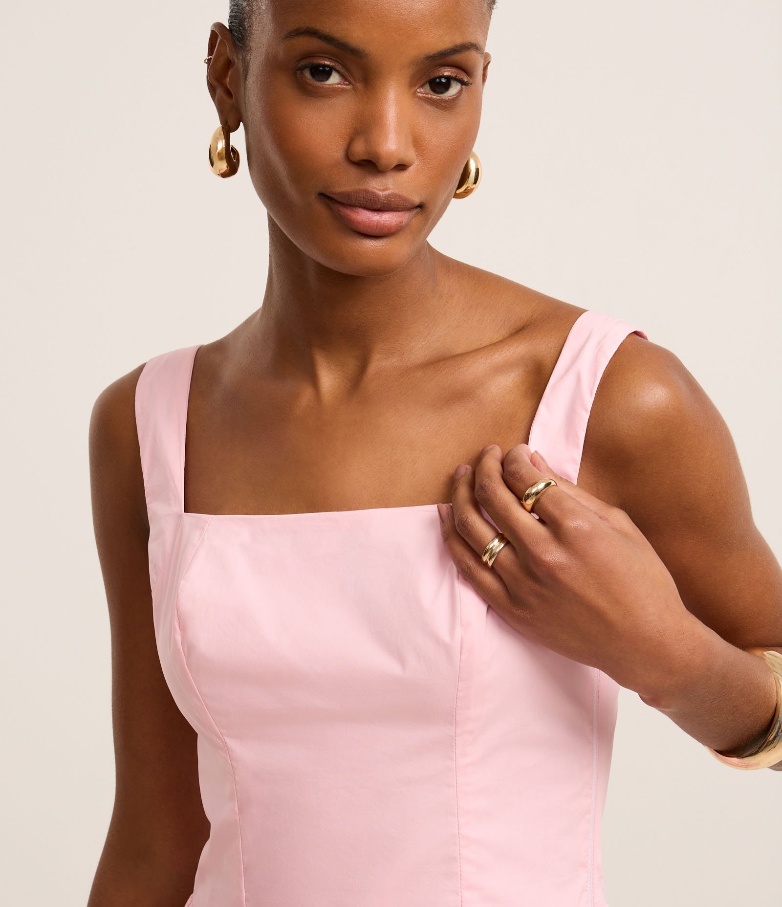 Vestido Evasê Midi em Tricoline com Lastex nas Costas 3