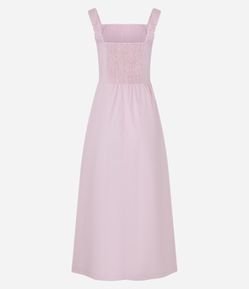 Vestido Evasê Midi em Tricoline com Lastex nas Costas