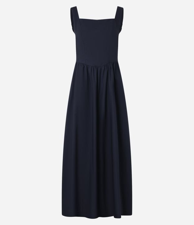 Vestido Evasê Midi em Tricoline com Lastex nas Costas