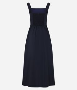 Vestido Evasê Midi em Tricoline com Lastex nas Costas