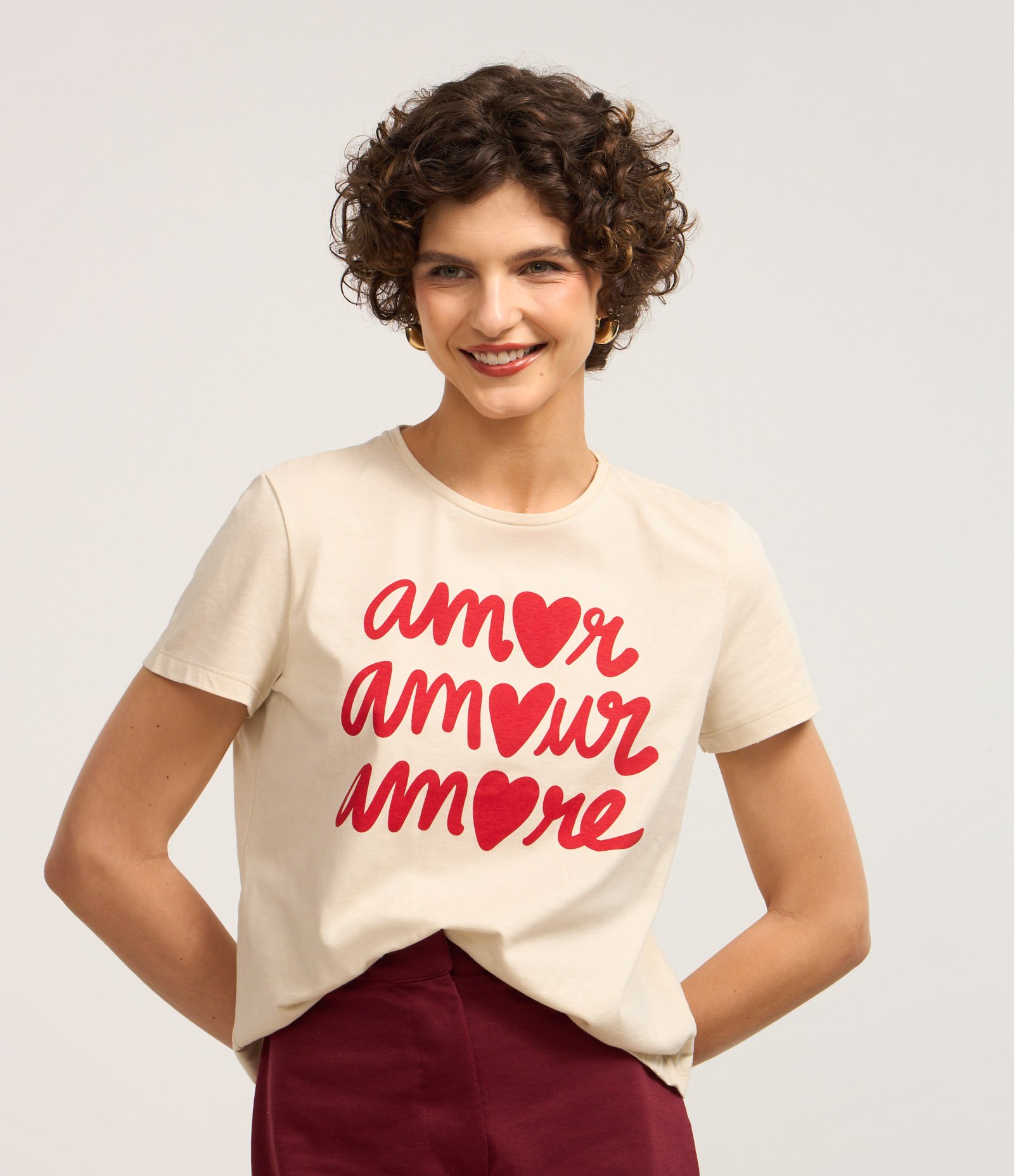Blusa em Algodão com Estampa Amour Off White 1