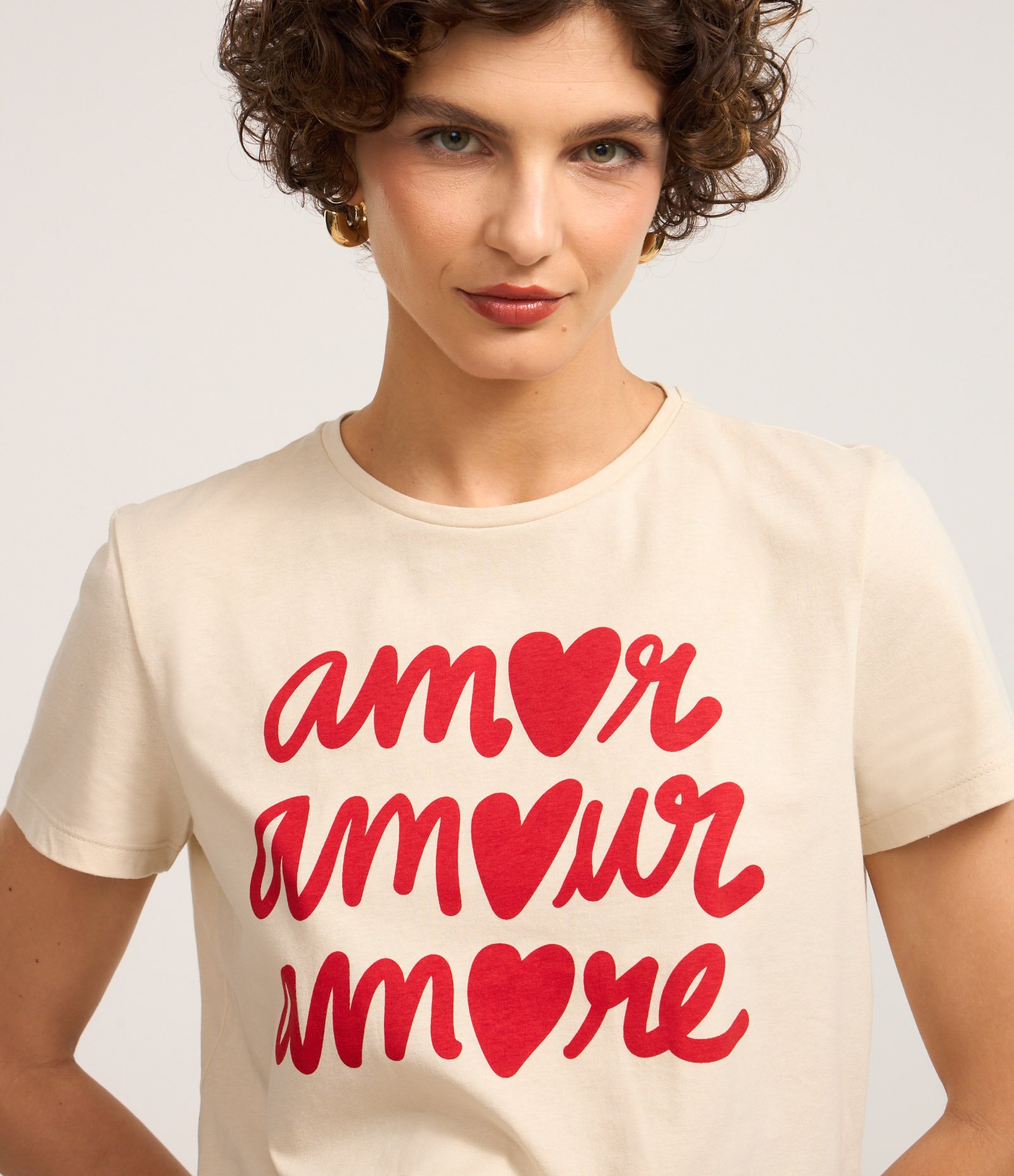 Blusa em Algodão com Estampa Amour Off White 3