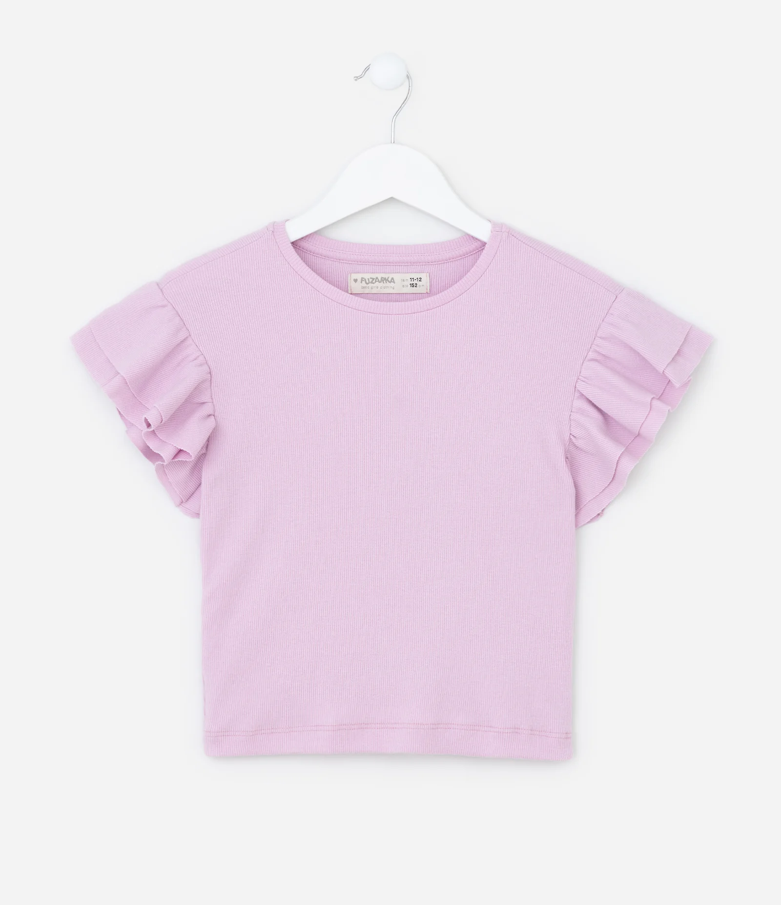 Blusa Canelada com Babados nos Ombros - Tam 5 a 14 anos Lilás 1