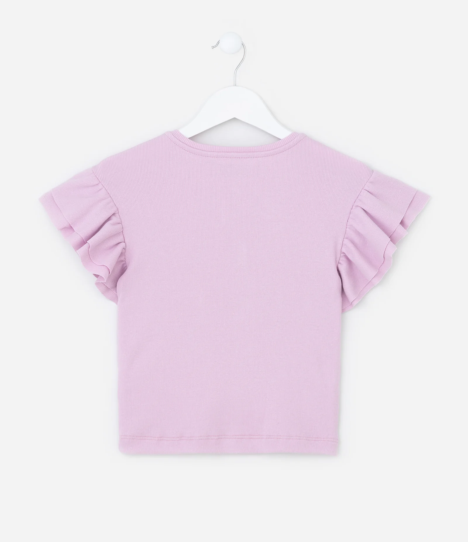 Blusa Canelada com Babados nos Ombros - Tam 5 a 14 anos Lilás 2