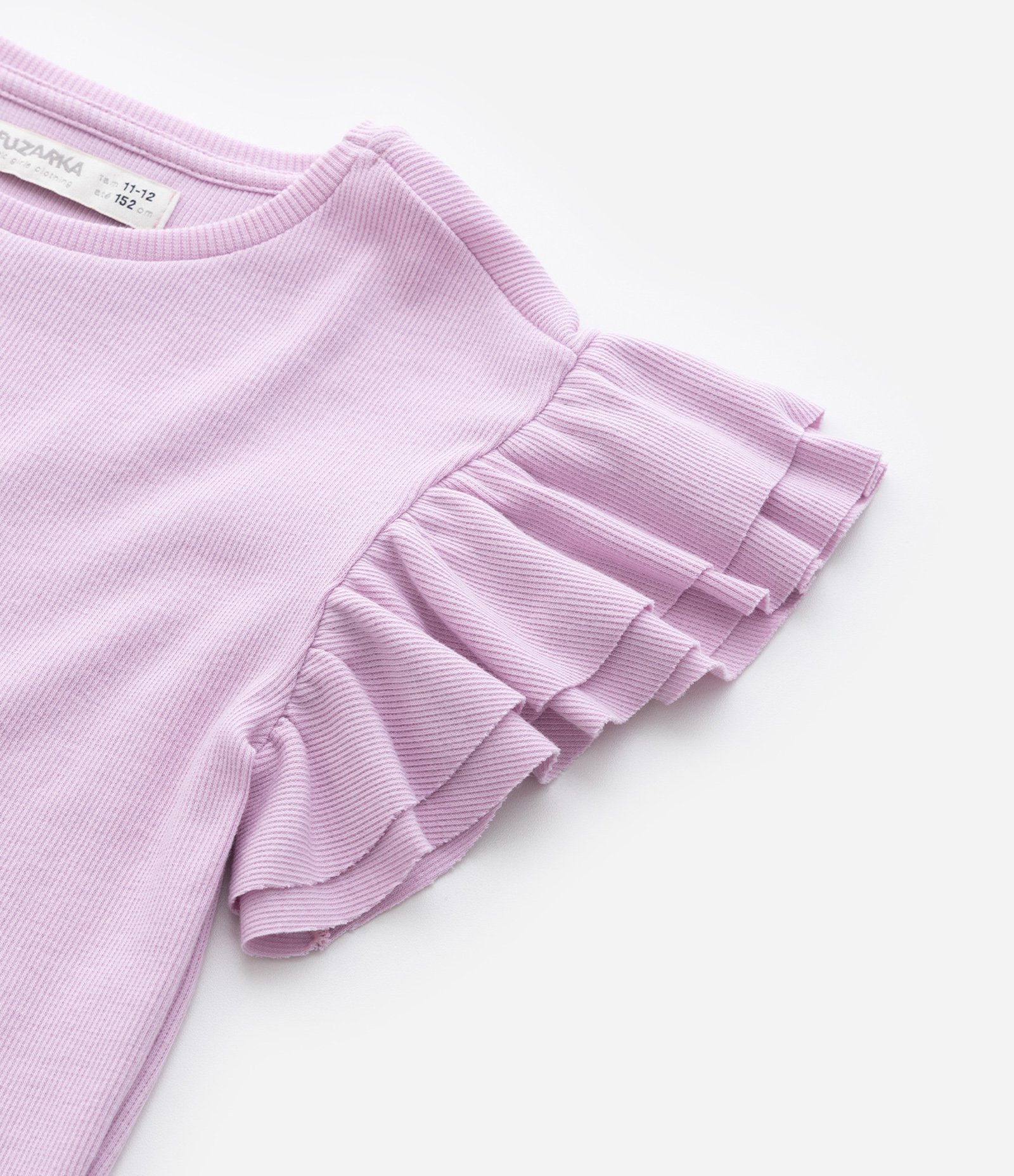 Blusa Canelada com Babados nos Ombros - Tam 5 a 14 anos Lilás 4