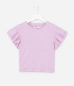 Blusa Canelada com Babados nos Ombros - Tam 5 a 14 anos