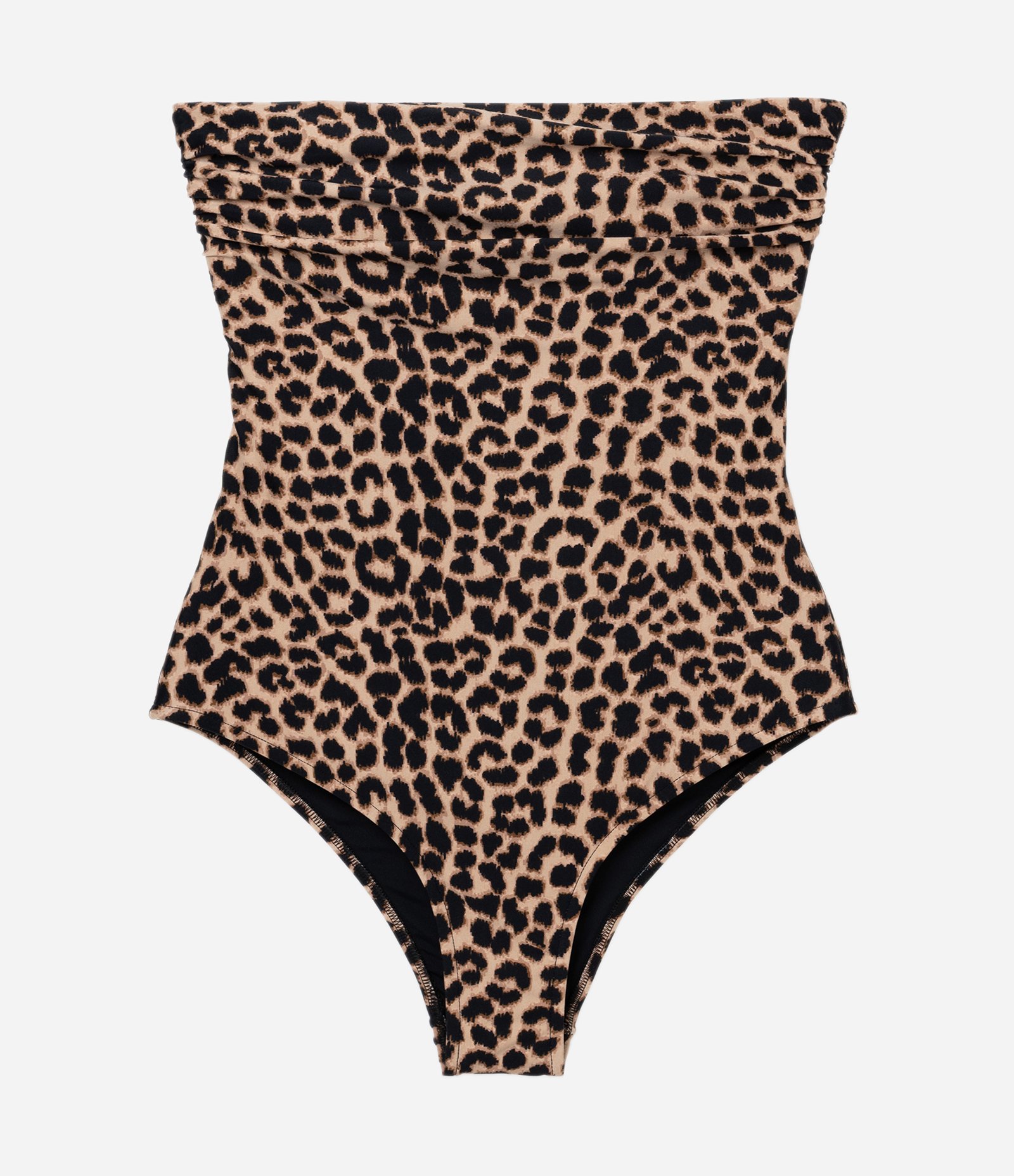 Maiô sem Alças em Microfibra Estampado de Animal Print Onça Marrom 4