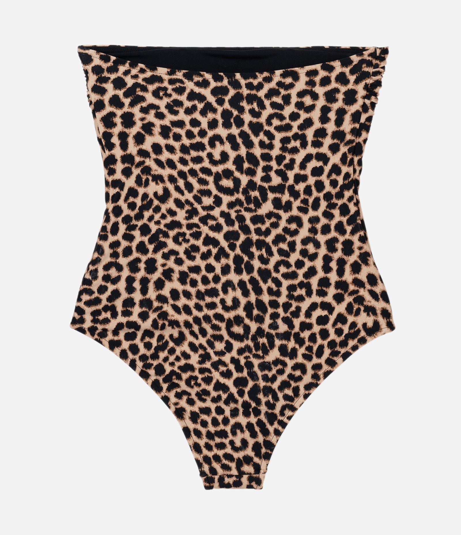 Maiô sem Alças em Microfibra Estampado de Animal Print Onça Marrom 5