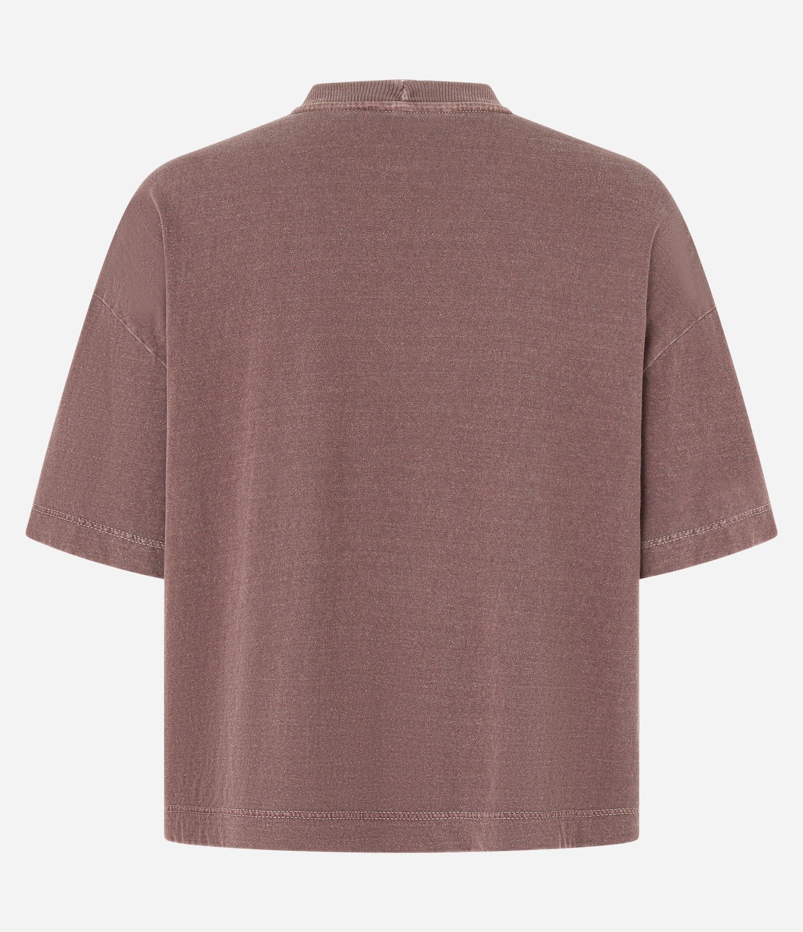 Camiseta Boxy Cropped Esportiva em Algodão Estonado com Bolsinho Marrom 7