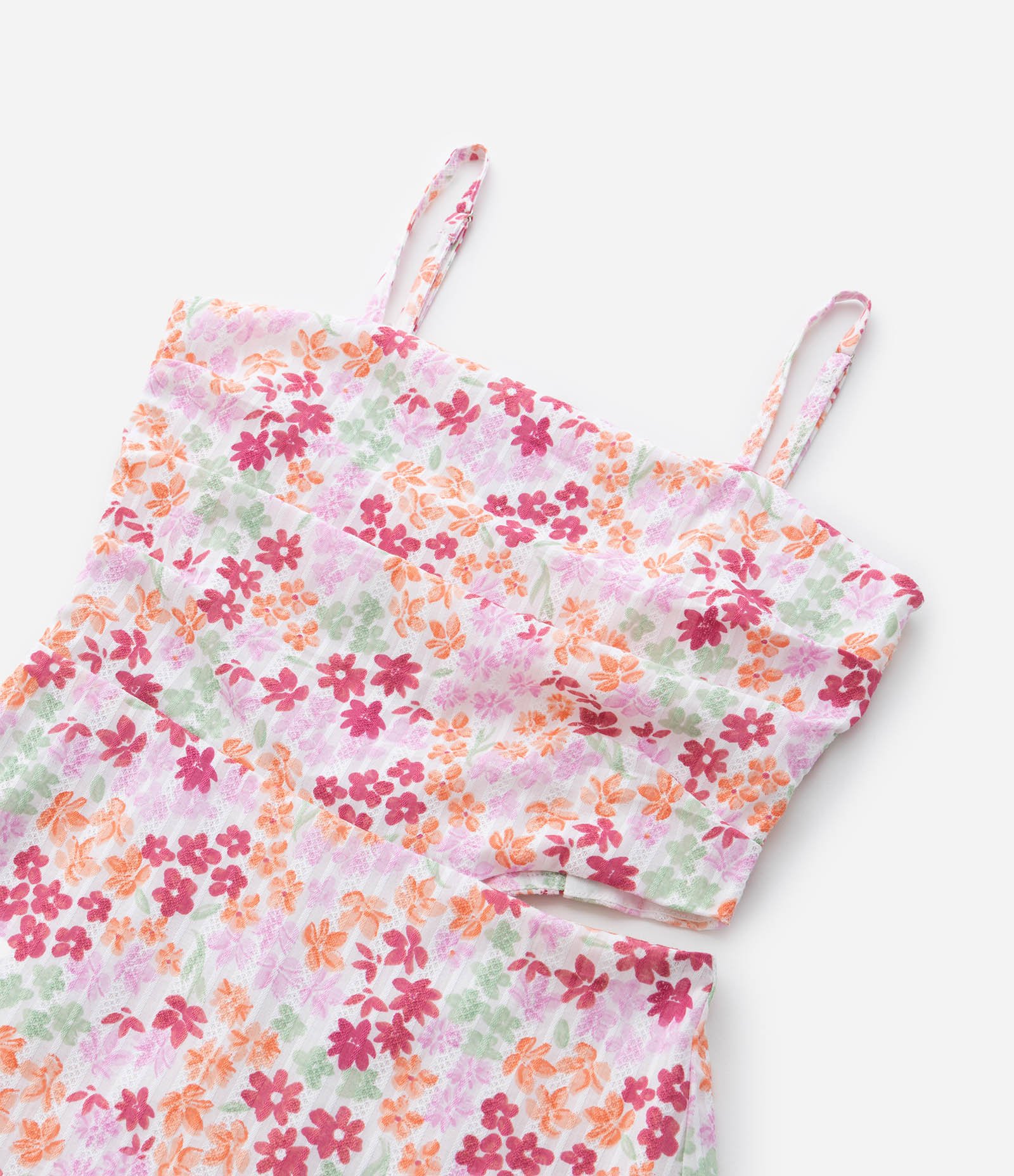 Vestido Infantil Maquinetado com Cut Out e Estampa Floral - Tam 7 a 14 Anos Multicores 7