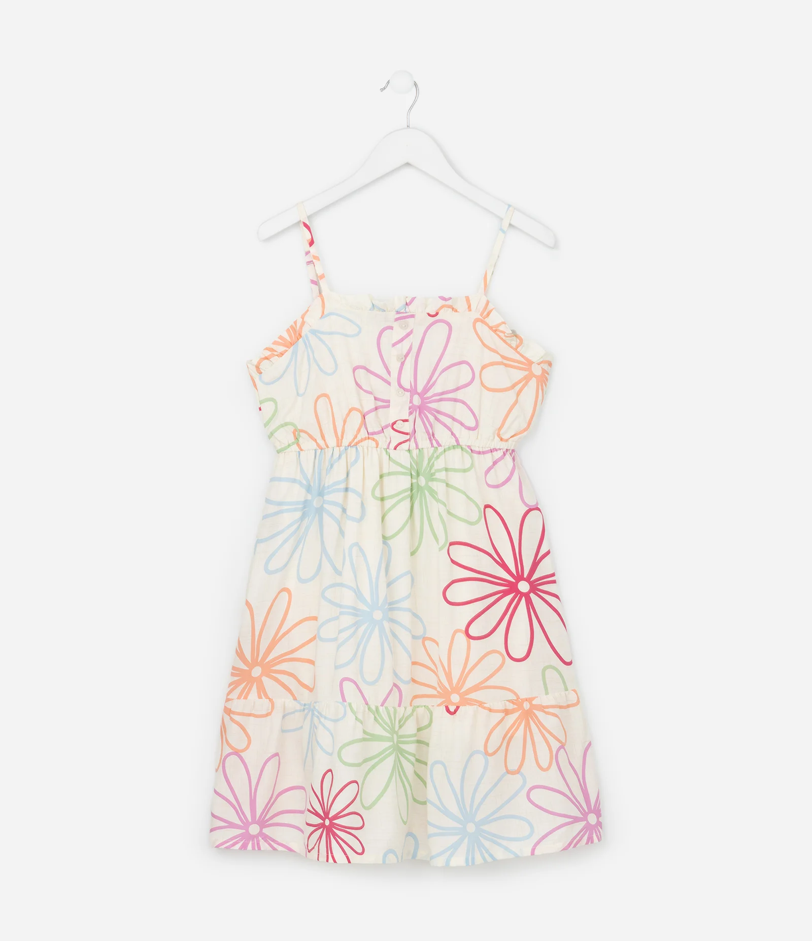 Vestido Infantil de Alcinha em Viscose com Estampa Floral - Tam 5 a 14 Anos Bege 2