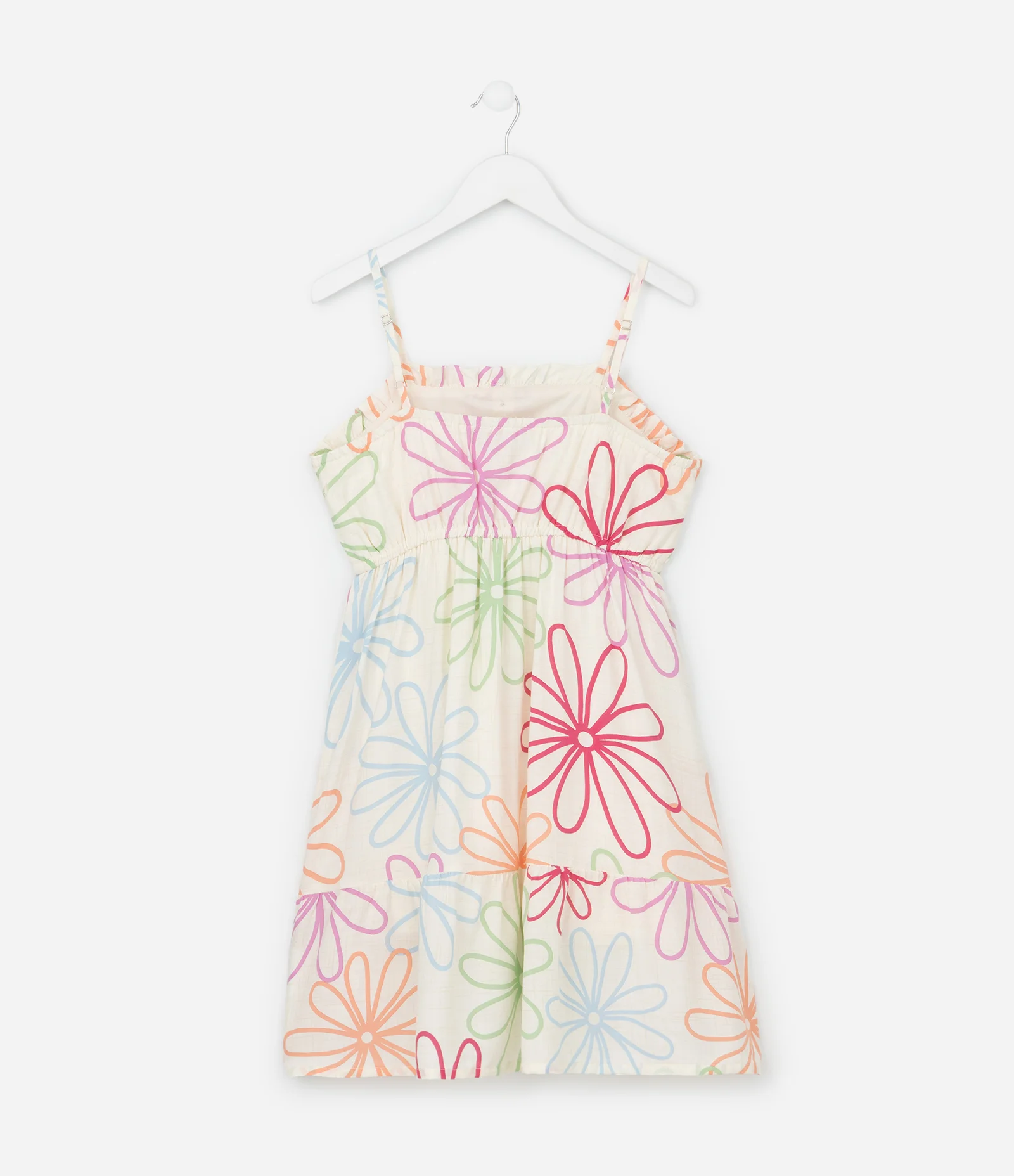 Vestido Infantil de Alcinha em Viscose com Estampa Floral - Tam 5 a 14 Anos Bege 3