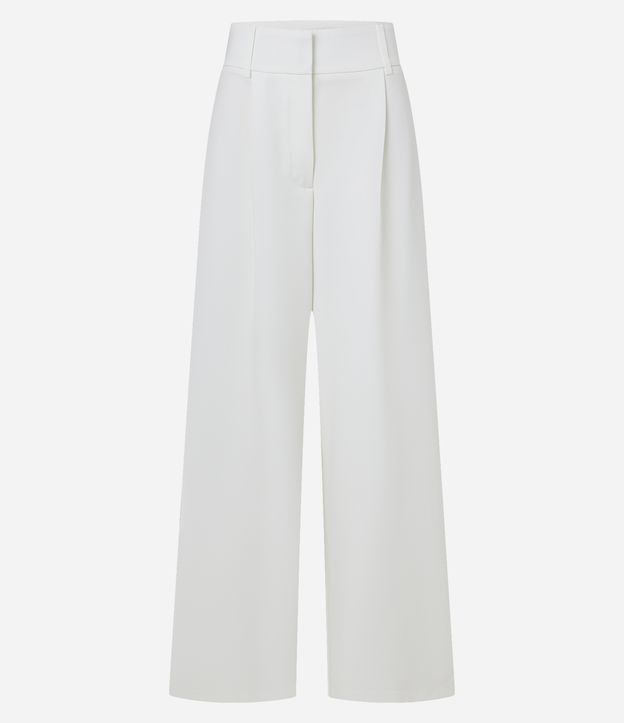Calça Pantalona em Alfaiataria com Cós Largo e Pregas