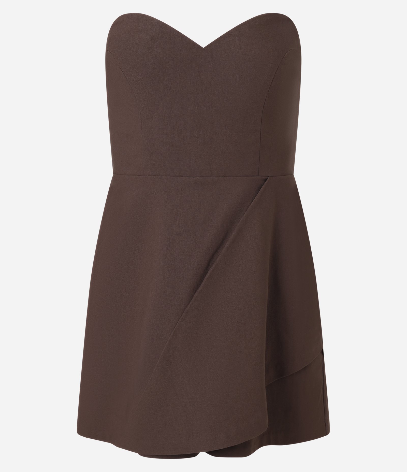 Macaquinho em Bengaline com Saia Sobreposta e Assimétrica Marrom 5