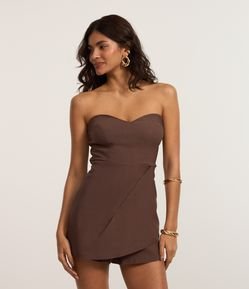 Macaquinho em Bengaline com Saia Sobreposta e Assimétrica