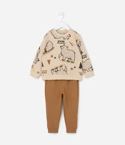 Conjunto Infantil com Estampa Ursos - Tam 1 a 6 Anos
