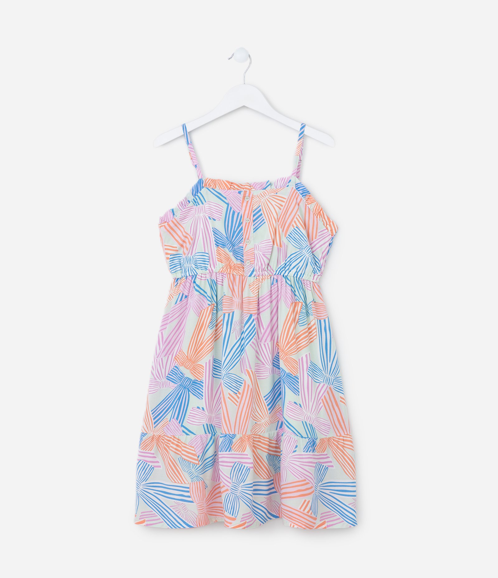 Vestido Infantil em Viscose com Estampa de Laços - Tam 5 a 14 Anos Multicores 1
