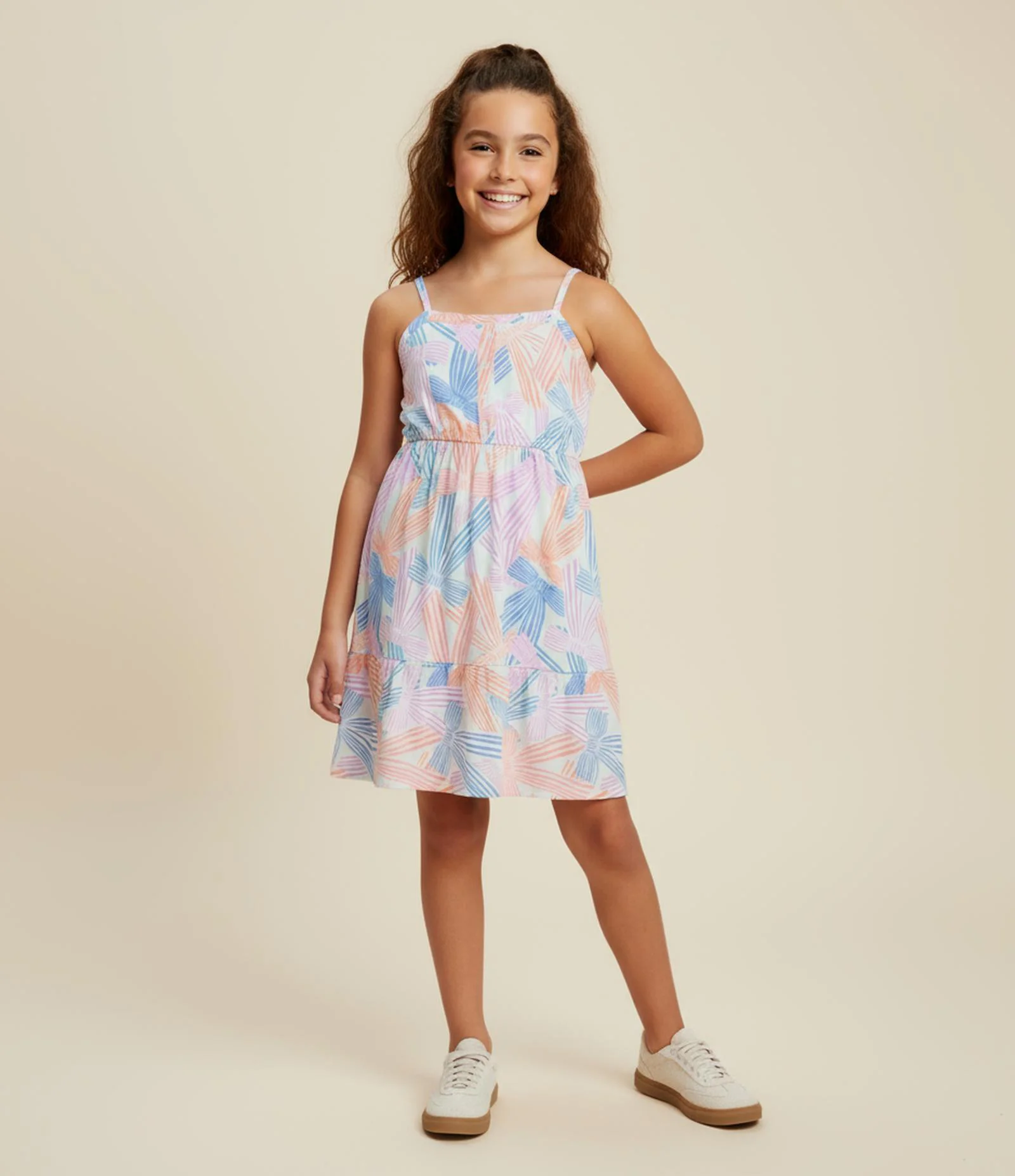 Vestido Infantil em Viscose com Estampa de Laços - Tam 5 a 14 Anos Multicores 1