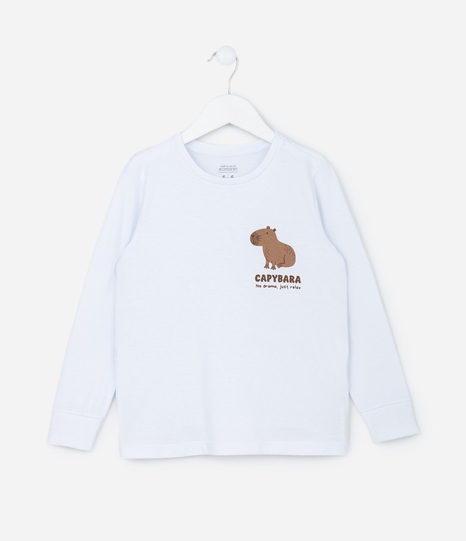 Pijama Infantil com Estampa Capivara - Tam 6 a 14 Anos Branco/Azul 2
