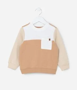 Casaco Infantil com Bolsinho e Recortes Contrastantes - Tam 1 a 6 Anos