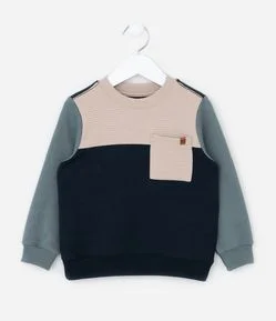 Casaco Infantil com Bolsinho e Recortes Contrastantes - Tam 1 a 6 Anos