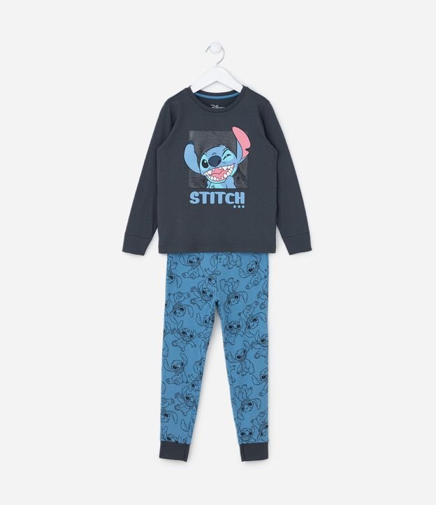 Pijama Infantil em Alogdão com Estampa Stitch - Tam 4 a 10 Anos