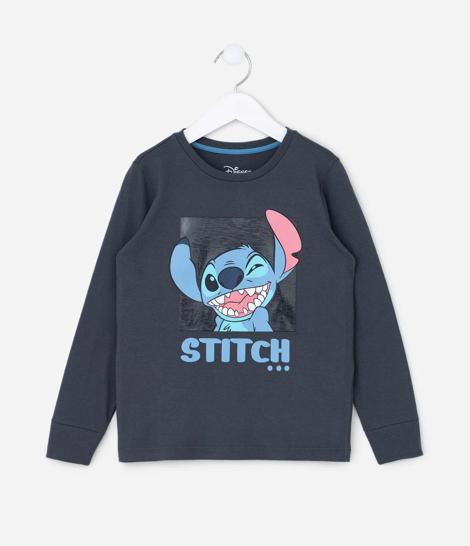 Pijama Infantil em Alogdão com Estampa Stitch - Tam 4 a 10 Anos Cinza/Azul 2