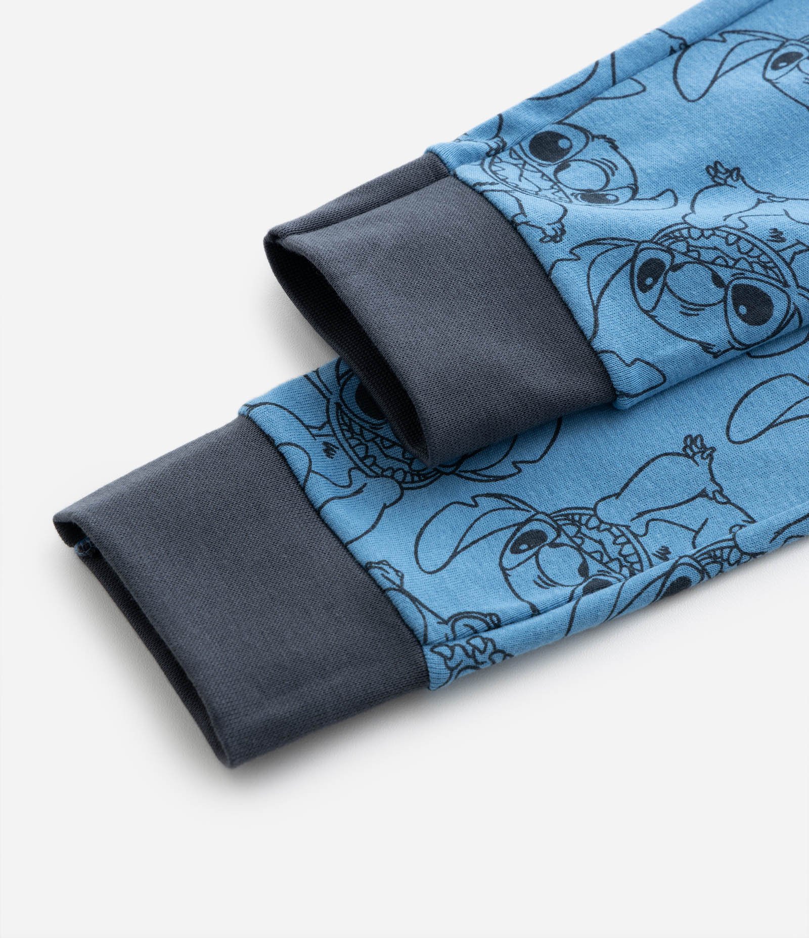 Pijama Infantil em Alogdão com Estampa Stitch - Tam 4 a 10 Anos Cinza/Azul 7
