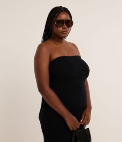 Blusa sem Manga em Tricô com Sobreposição e Fenda Lateral Curve & Plus Size