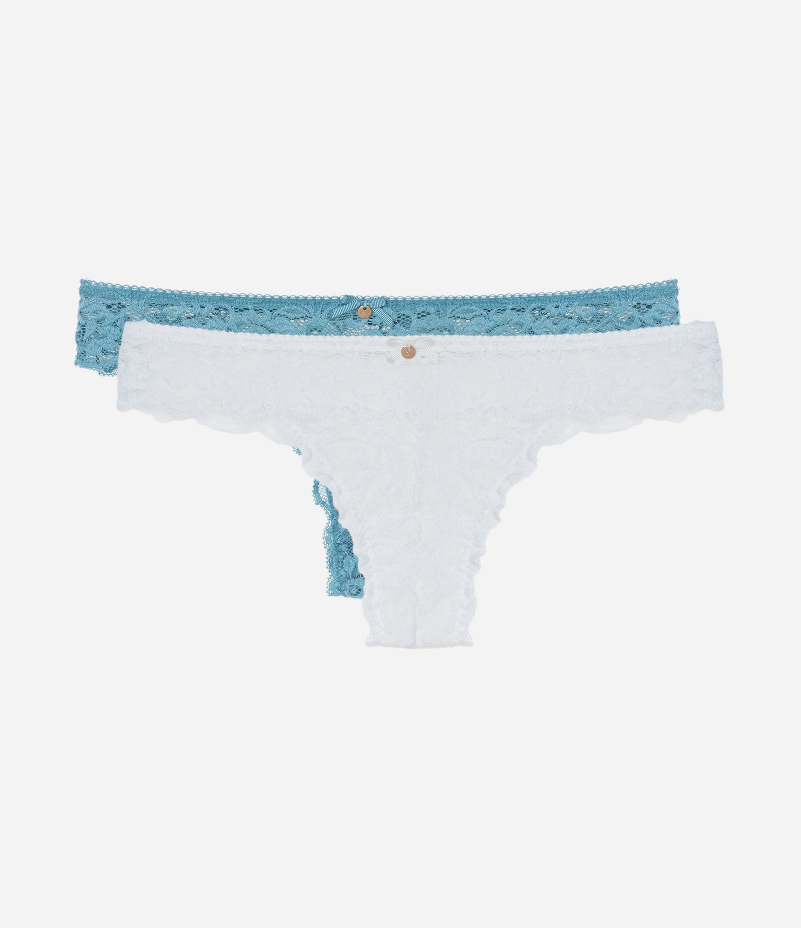 Kit 02 Calcinhas Biquíni Fio em Renda Floral Snow White 1