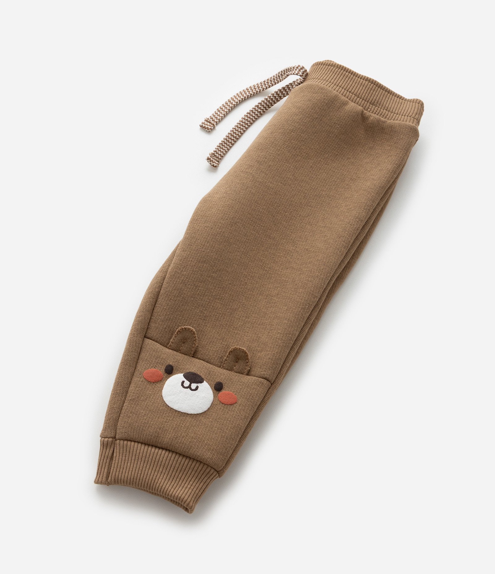 Calça Infantil em Moletom com Bordado Ursinho - Tam 0 a 18 meses Marrom 6