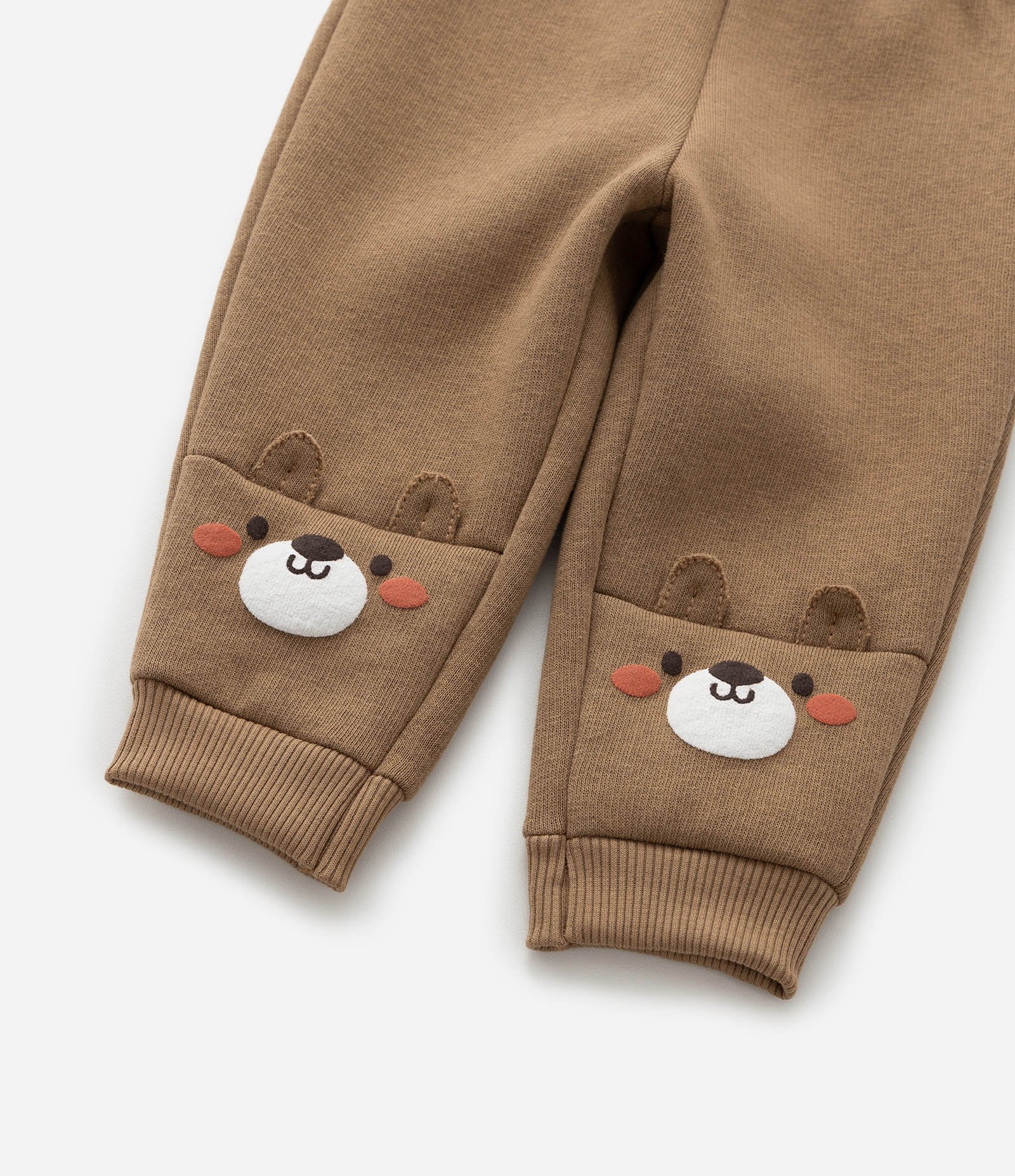 Calça Infantil em Moletom com Bordado Ursinho - Tam 0 a 18 meses Marrom 7