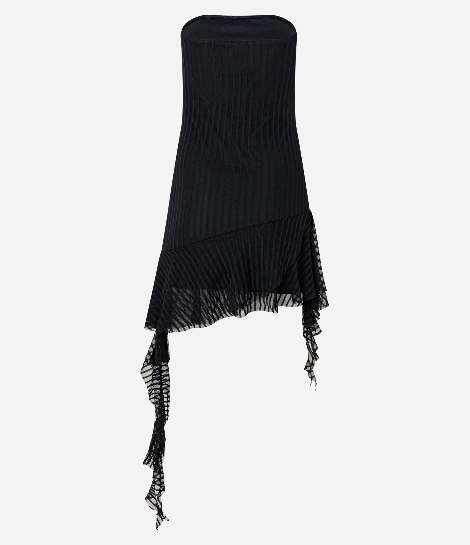 Vestido Curto em Tule Tomara que Caia com Babado na Barra Preto 7