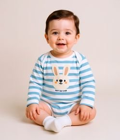 Body Infantil em Algodão com Estampa Coelho - Tam 0 a 18 meses