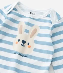 Body Infantil em Algodão com Estampa Coelho - Tam 0 a 18 meses