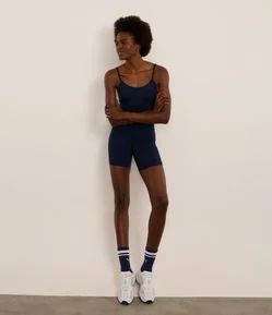 Macaquinho Esportivo em Microfibra com Decote nas Costas