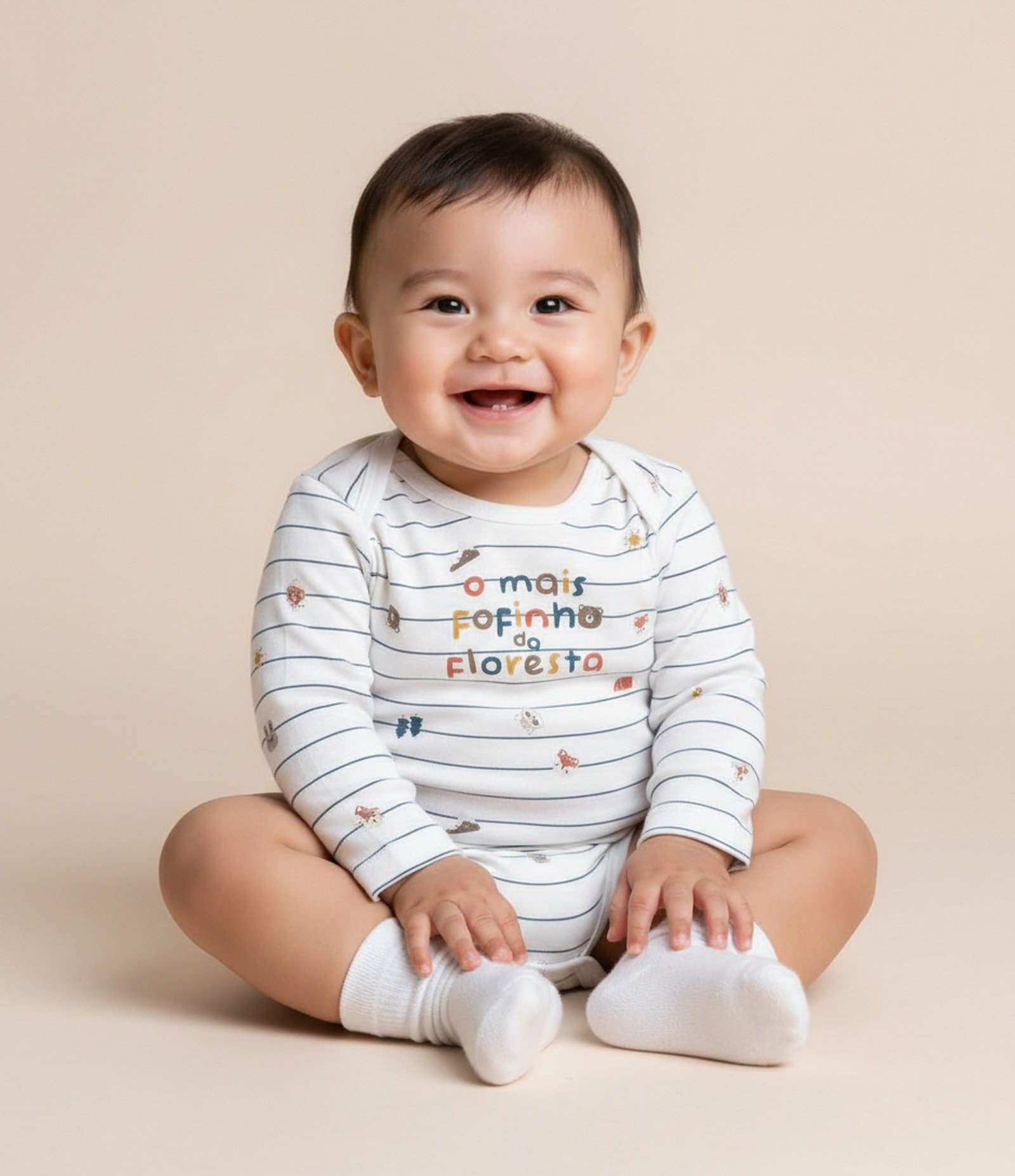Body Infantil com Estampa Lettering O Mais Fofinho - Tam RN a 18 meses Branco 1