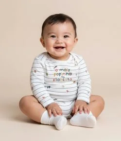 Body Infantil com Estampa Lettering O Mais Fofinho - Tam RN a 18 meses