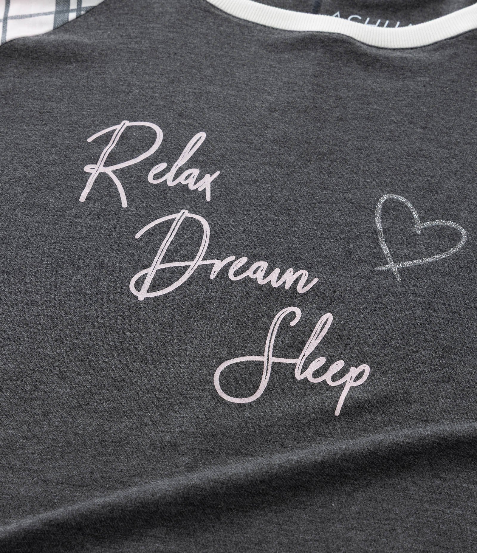 Camisola Raglan Xadrez e Estampa Lettering Curve & Plus Size Cinza 6