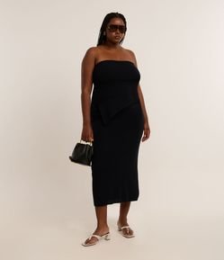 Saia Reta Midi em Tricô Curve & Plus Size