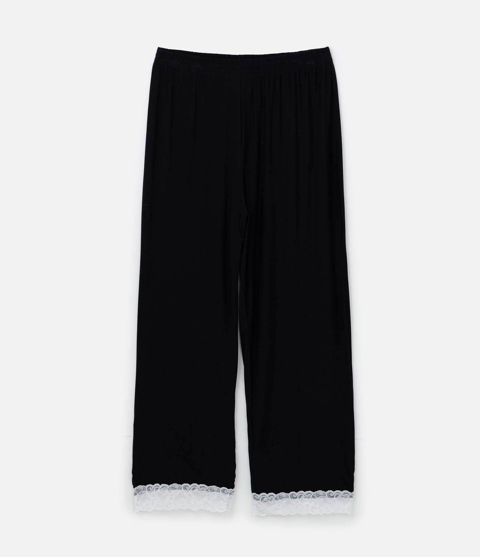 Pijama Longo com Renda Contrastante Curve & Plus Size Preto 7