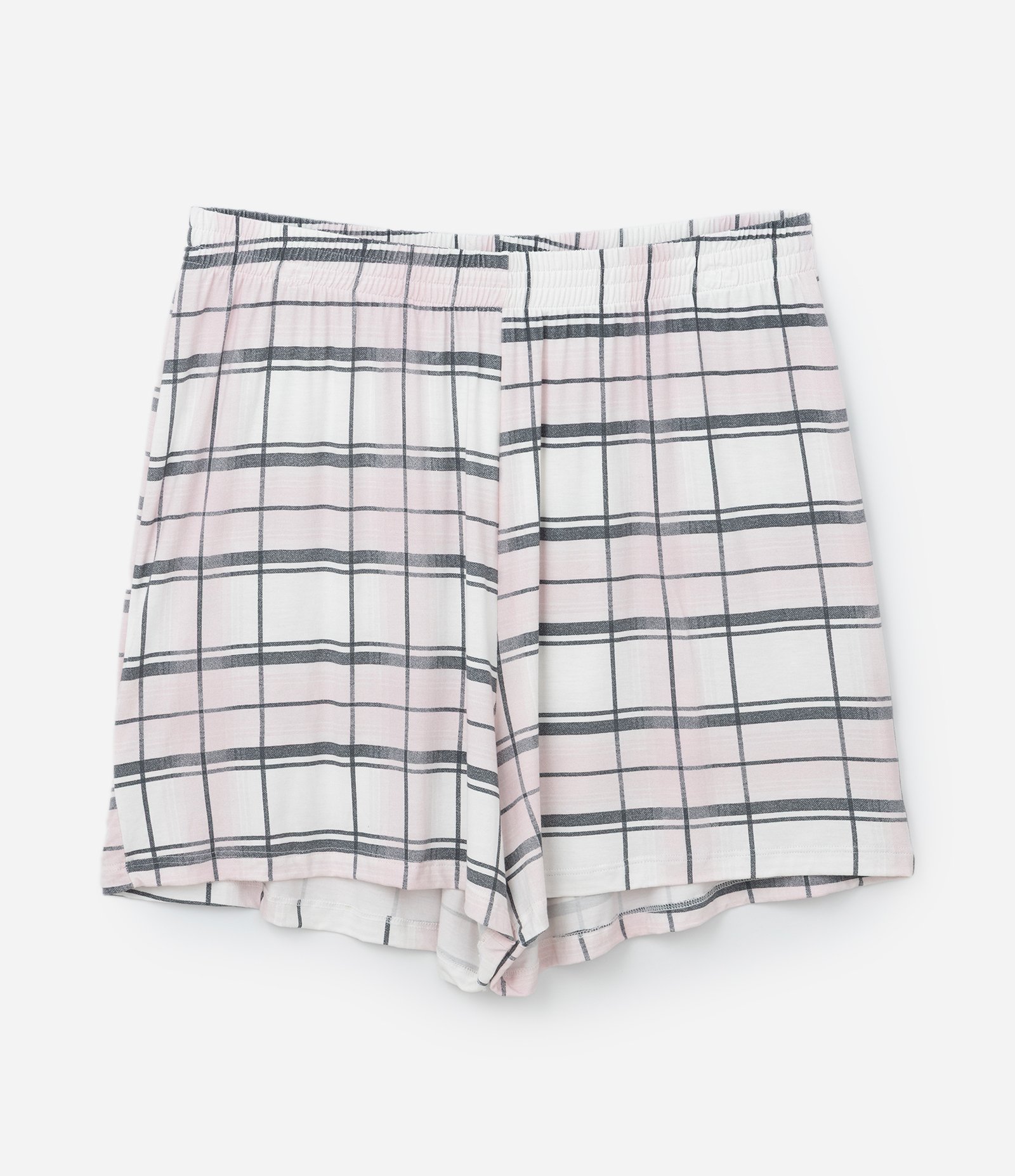 Pijama Curto em Viscolycra Xadrez Curve & Plus Size Cinza 7