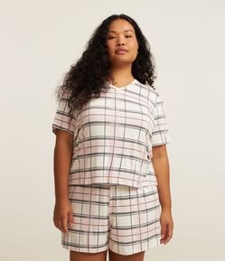 Pijama Curto em Viscolycra Xadrez Curve & Plus Size
