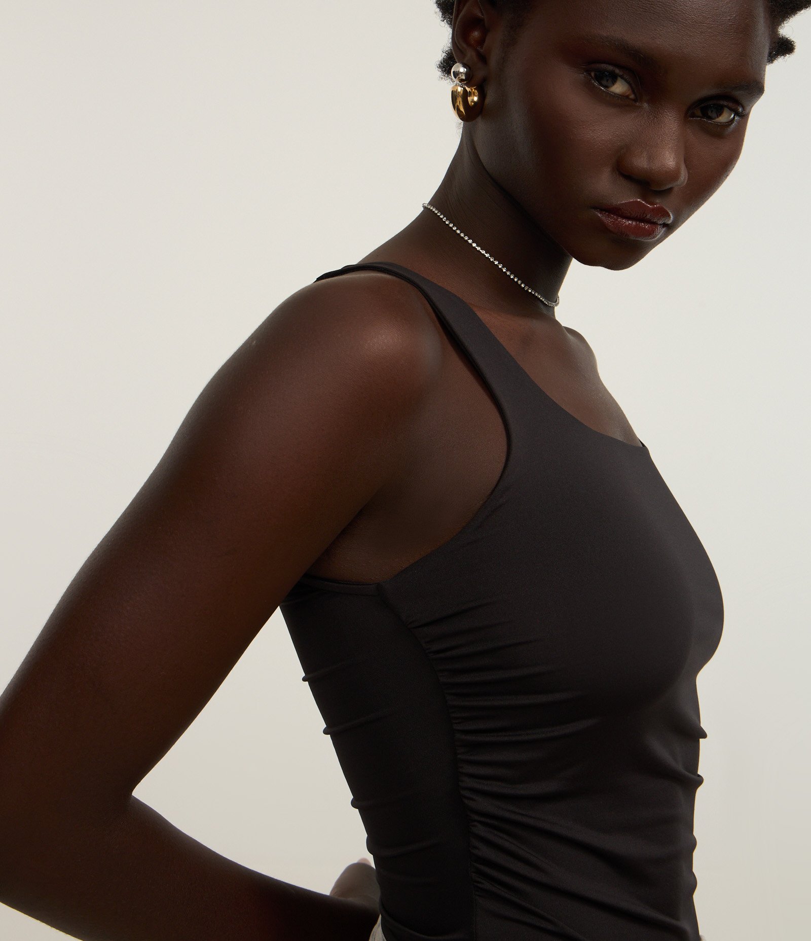 Body em Ribana com Decote Quadrado e Franzidos Preto 3