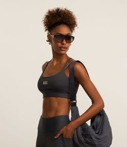 Top Esportivo com Bojo e Alças com Lettering